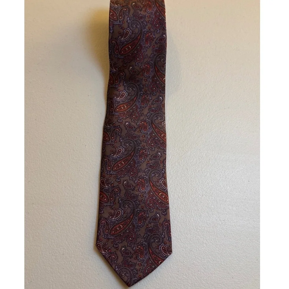 Michael Reed Designer tie Collection Paisley Brown‎ 100% Tricel Silk Necktie